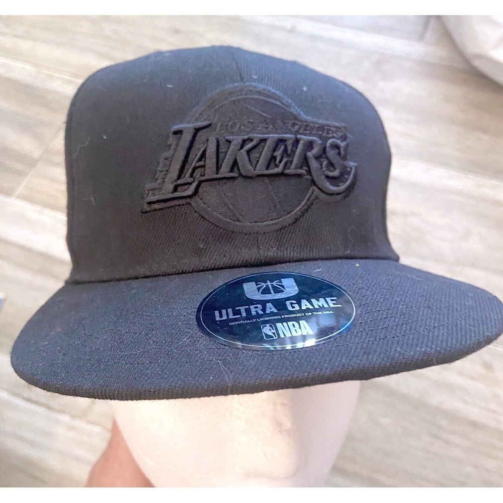 Ultra Game NBA Los Angeles Lakers Snapback Hat Black Tonal Embroidered Cap Mens